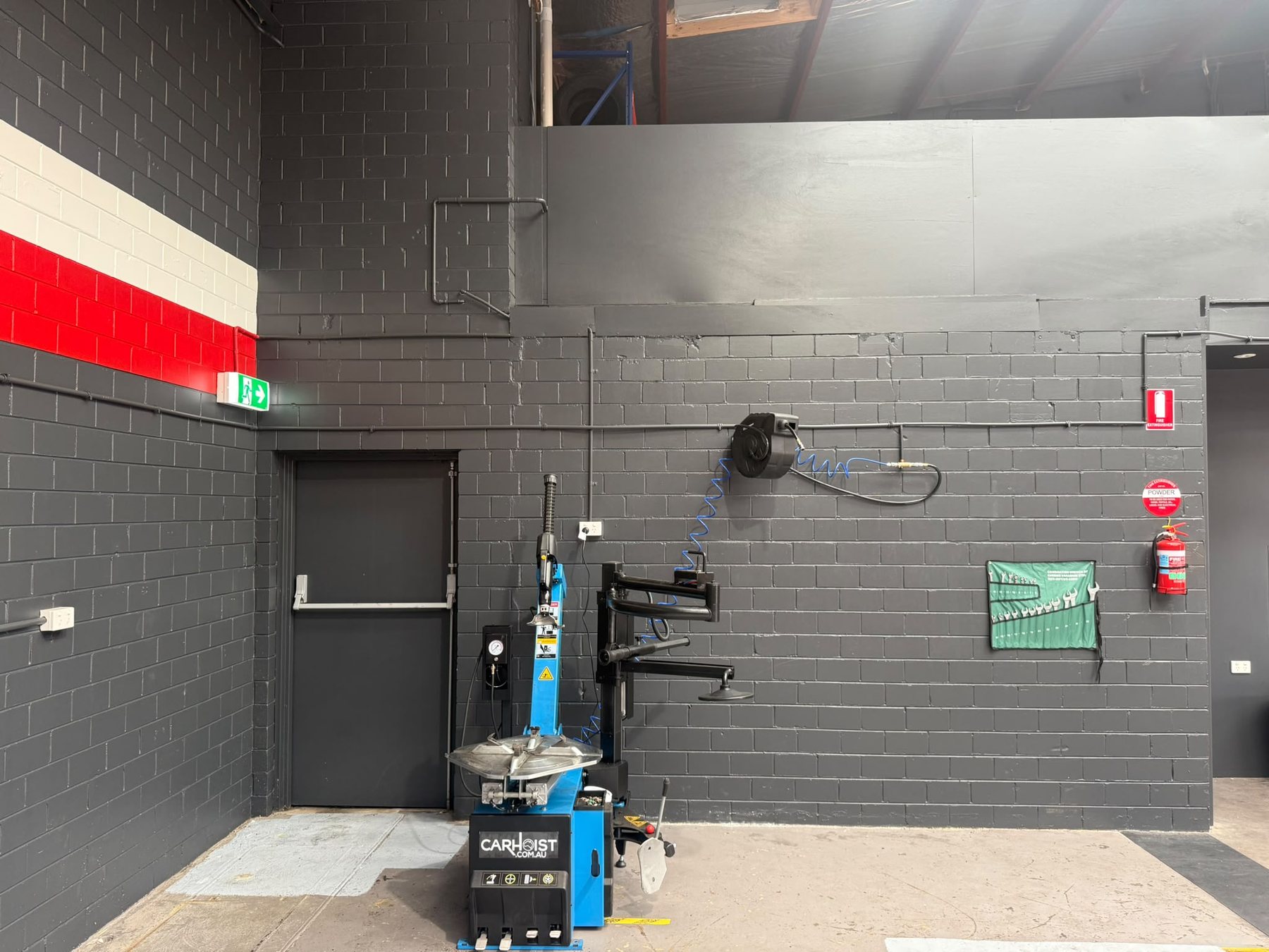 Akira Motorworks workshop interior and tyre equipment